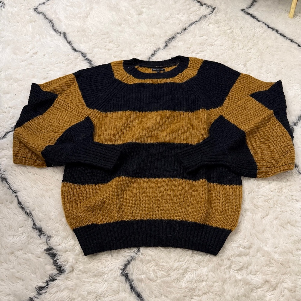 Who What Wear Striped Knit Sweater Mustard & Black